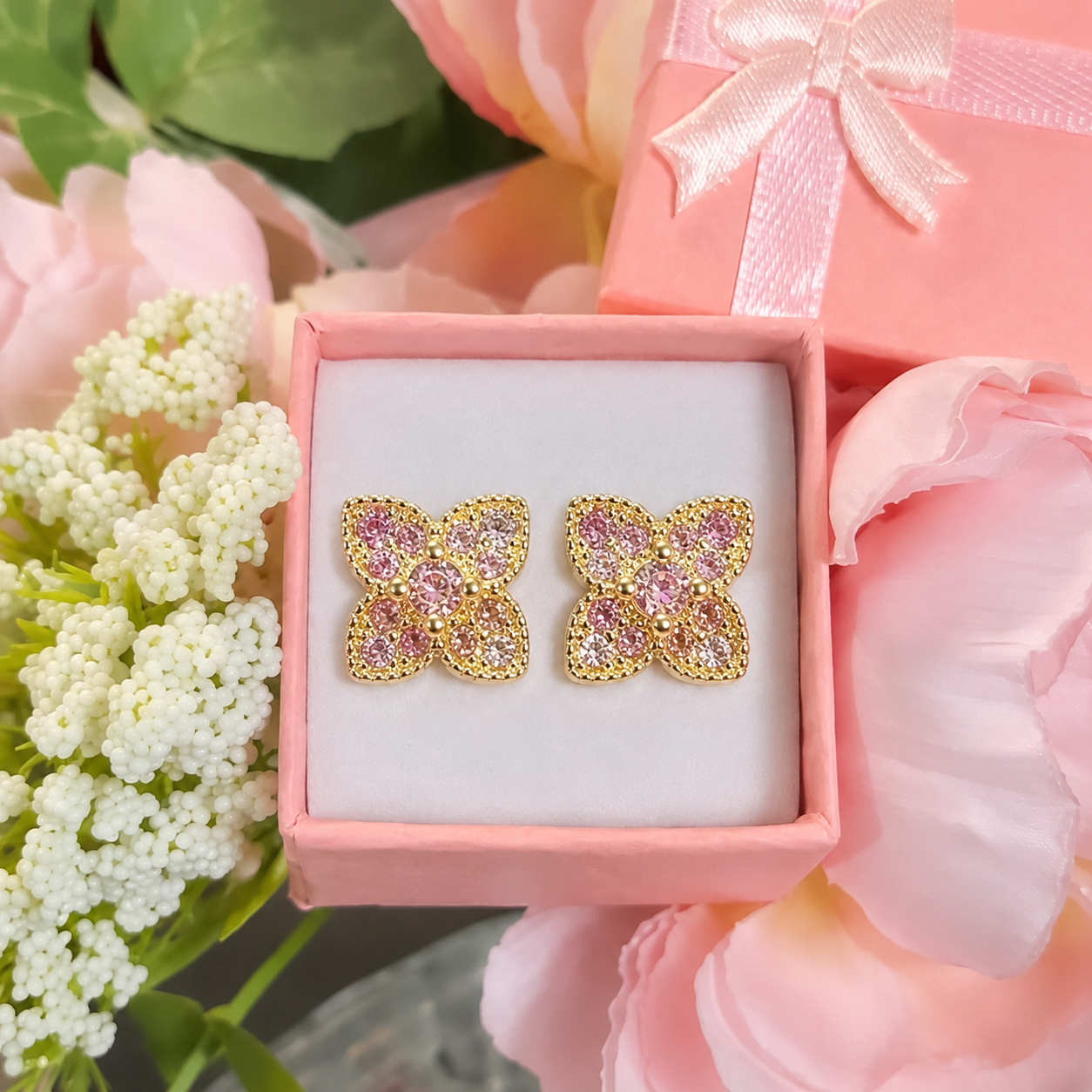 Flower Gold 10k Earring