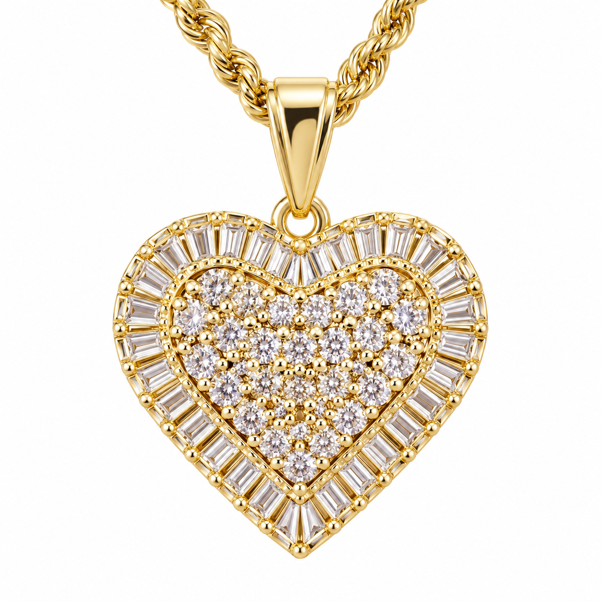 Gold 14k Diamond Heart Pendent+Chain