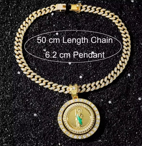 Rotatable Round Religious St Jude Pendant
