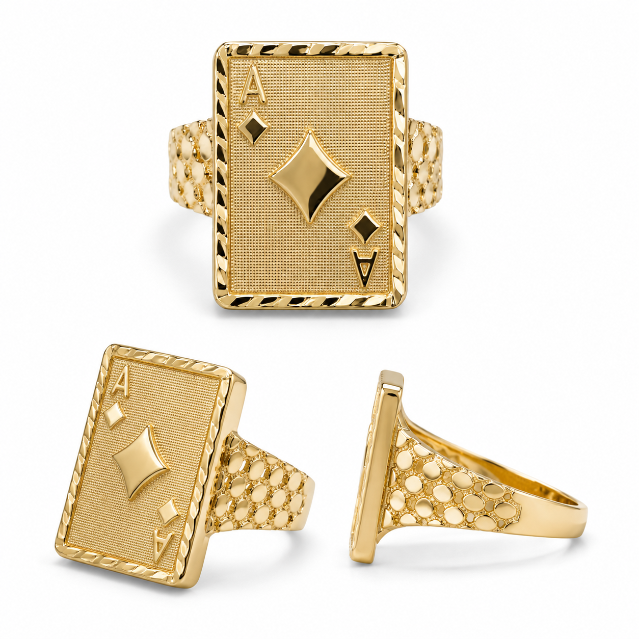 Gold Aces Card Ring