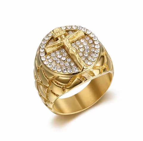 14k Gold Jesus Nugget Ring