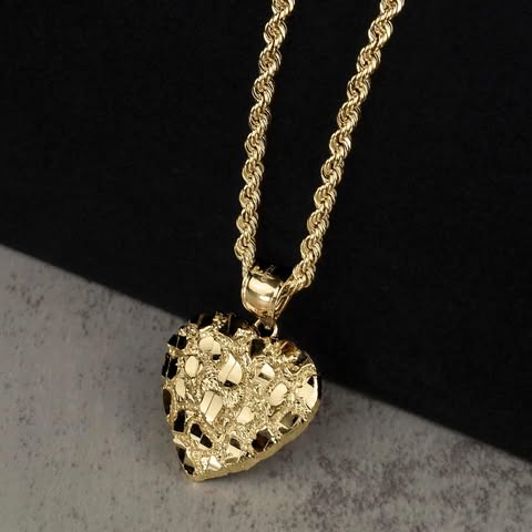 10k Heart Pendant + Chain