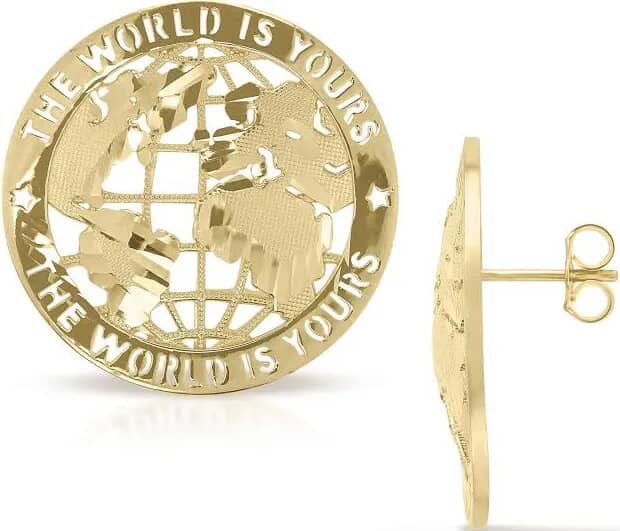 The world is yours map earrings round nugget earrings