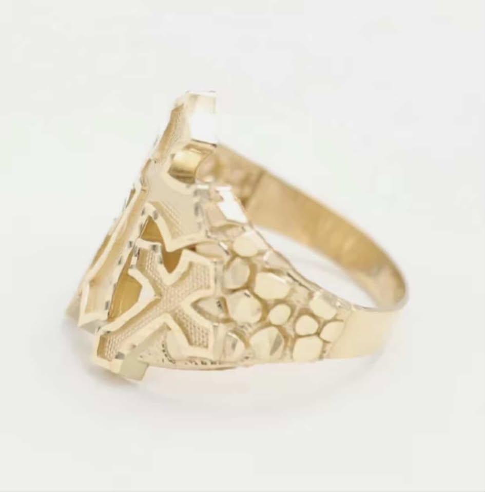 Cross Nugget Ring 10k
