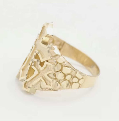 Cross Nugget Ring 10k