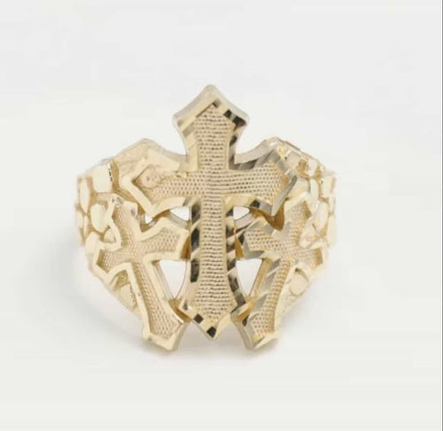 Cross Nugget Ring 10k