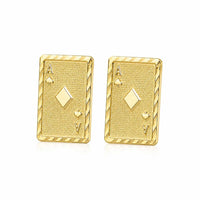 Gold Aces Card Earring 14k 10mm