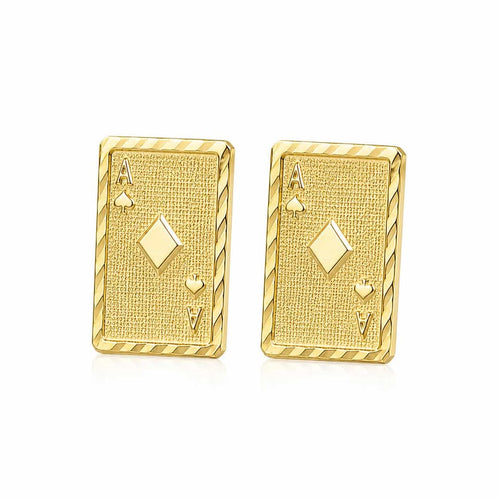 Gold Aces Card Earring 14k 10mm