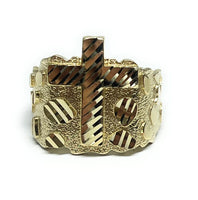 14k Gold Nugget Cross Ring