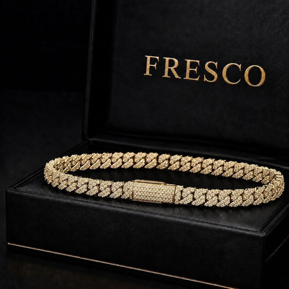 Tennis Cuban Bracelet in White Gold