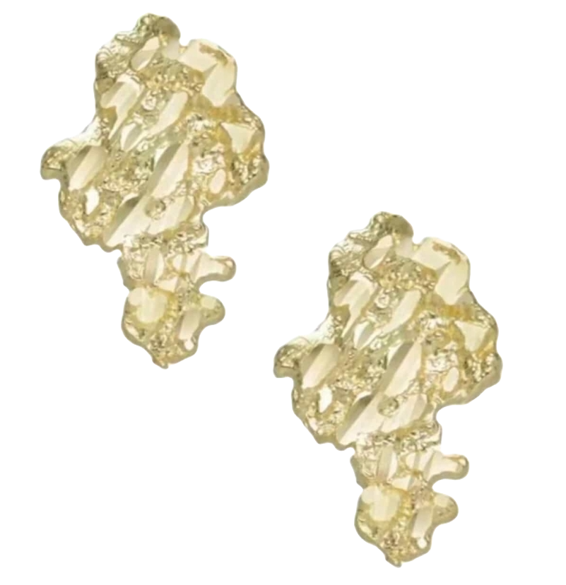 14k Gold Nugget Stud Earrings
