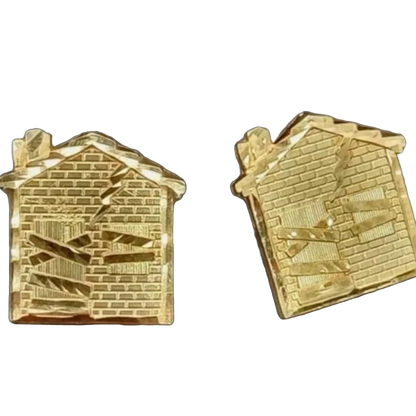 14k Gold Trap house Gold Earrings