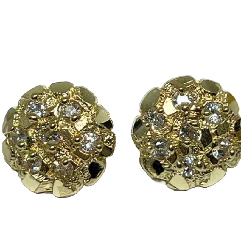 14k Gold Dimond Nugget earrings