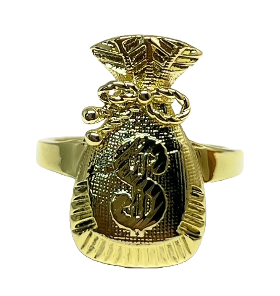 Money Bag Bills Ring Gold plated