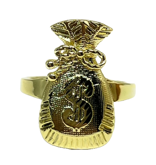 Money Bag Bills Ring Gold plated