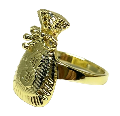 Money Bag Bills Ring Gold plated
