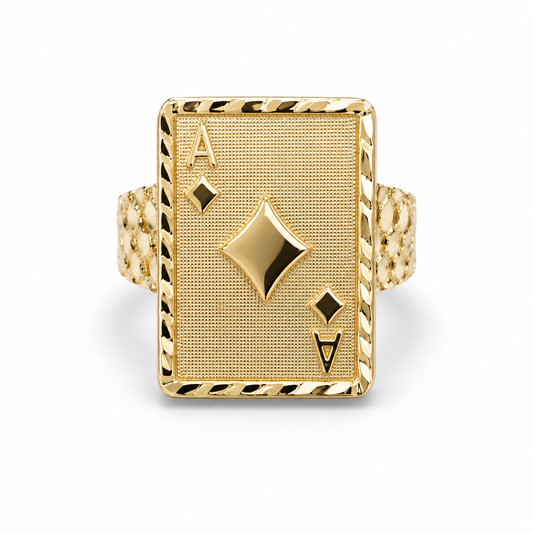 Gold Aces Card Ring