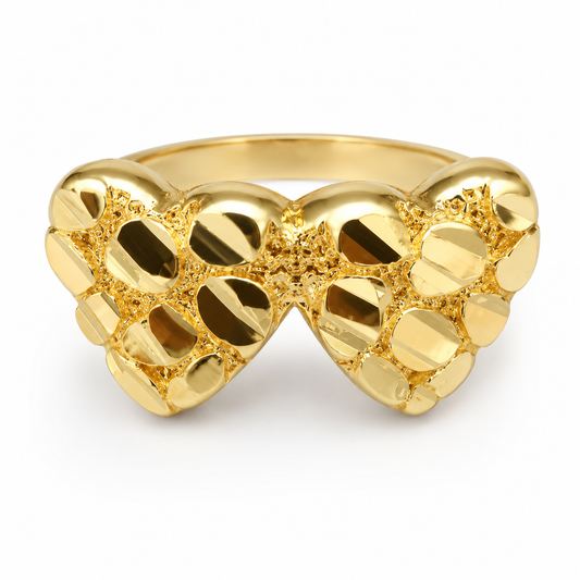 Double Heart Ring 14k