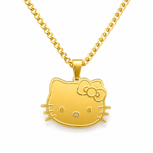 14k Gold Hello Kitty Pendant + Chain