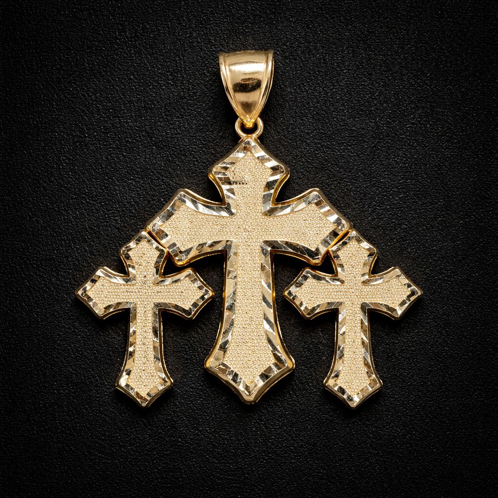 Triple Cross Gold 10k Pendant