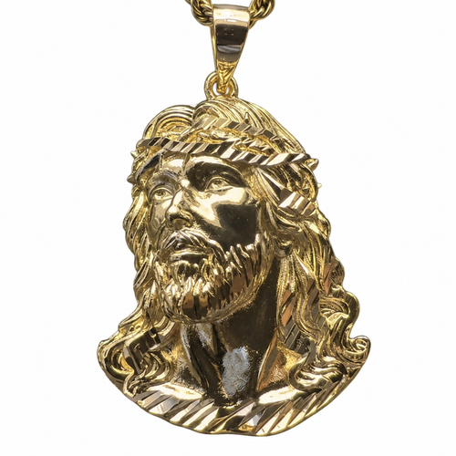 Jesus Pendant 14k Gold 35 mm