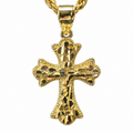 10K Gold Thick Cross+chain Pendent