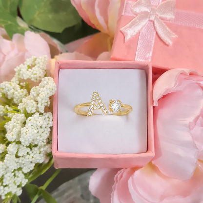 CUSTOMIZED CZ Block Initial Letter Ring Anillo Adjustable sizes 6-12