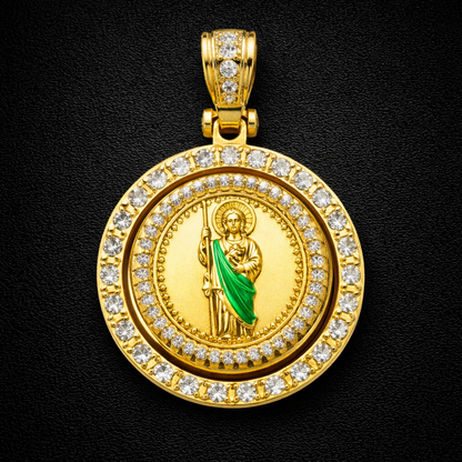 Rotatable Round Religious St Jude Pendant
