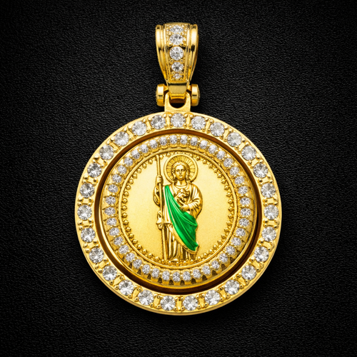 Rotatable Round Religious St Jude Pendant