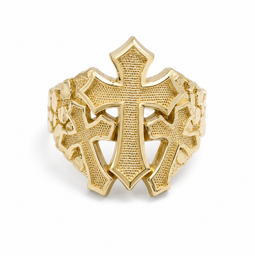 Cross Nugget Ring 10k
