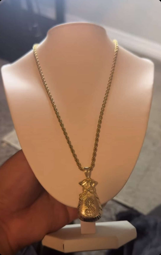 14k Gold Money Bag Pendant