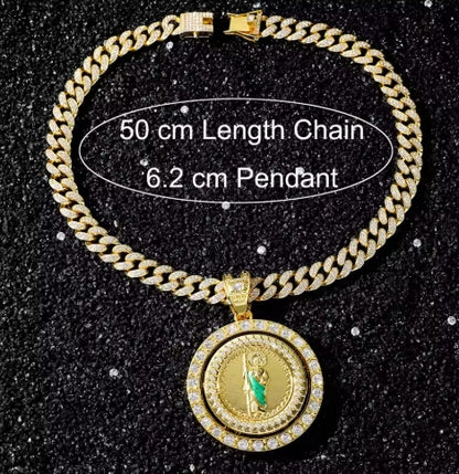 Rotatable Round Religious St Jude Pendant