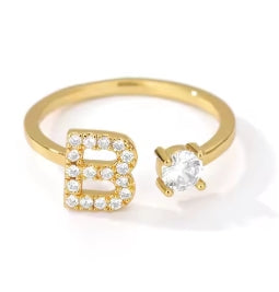 CUSTOMIZED CZ Block Initial Letter Ring Anillo Adjustable sizes 6-12