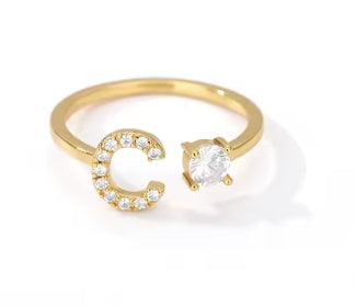 CUSTOMIZED CZ Block Initial Letter Ring Anillo Adjustable sizes 6-12