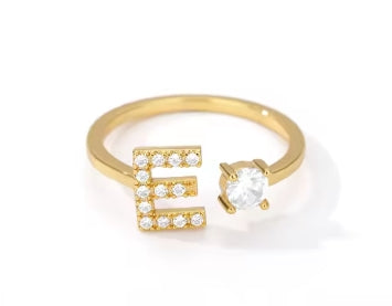 CUSTOMIZED CZ Block Initial Letter Ring Anillo Adjustable sizes 6-12