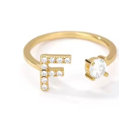 CUSTOMIZED CZ Block Initial Letter Ring Anillo Adjustable sizes 6-12