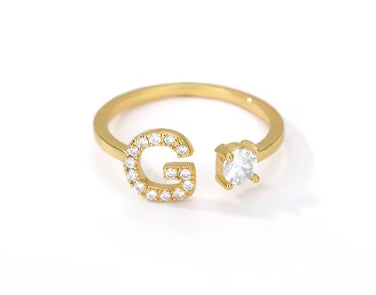 CUSTOMIZED CZ Block Initial Letter Ring Anillo Adjustable sizes 6-12