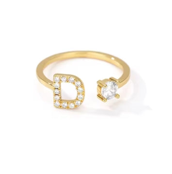 CUSTOMIZED CZ Block Initial Letter Ring Anillo Adjustable sizes 6-12