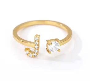 CUSTOMIZED CZ Block Initial Letter Ring Anillo Adjustable sizes 6-12