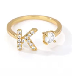 CUSTOMIZED CZ Block Initial Letter Ring Anillo Adjustable sizes 6-12