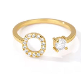 CUSTOMIZED CZ Block Initial Letter Ring Anillo Adjustable sizes 6-12