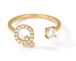 CUSTOMIZED CZ Block Initial Letter Ring Anillo Adjustable sizes 6-12