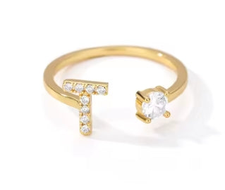 CUSTOMIZED CZ Block Initial Letter Ring Anillo Adjustable sizes 6-12