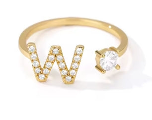 CUSTOMIZED CZ Block Initial Letter Ring Anillo Adjustable sizes 6-12