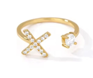 CUSTOMIZED CZ Block Initial Letter Ring Anillo Adjustable sizes 6-12