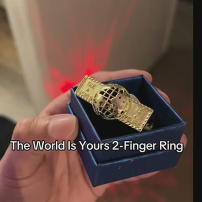 World is yours Double Ring 14k Yellow Gold