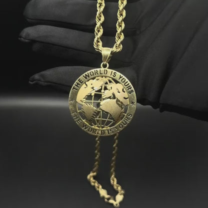 "The World is Yours" Pendant 14k Yellow Gold