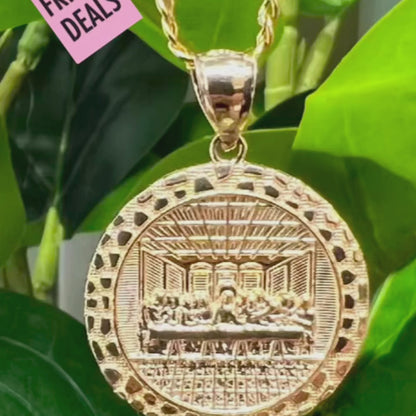 14k Gold Last Supper Nugget Pendant